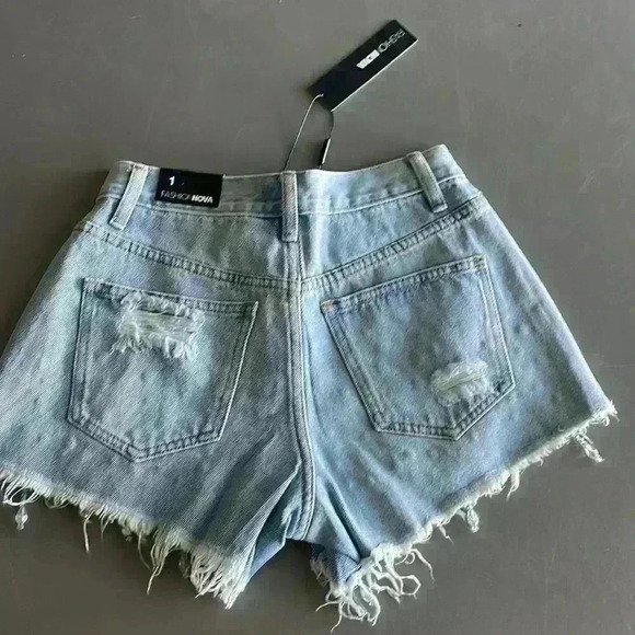 Embellished Crystals Denim Jeans Shorts Sz 1 - Picture 9 of 14